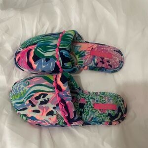 Lilly Pulitzer Pink Multi Floral Slide Slippers
